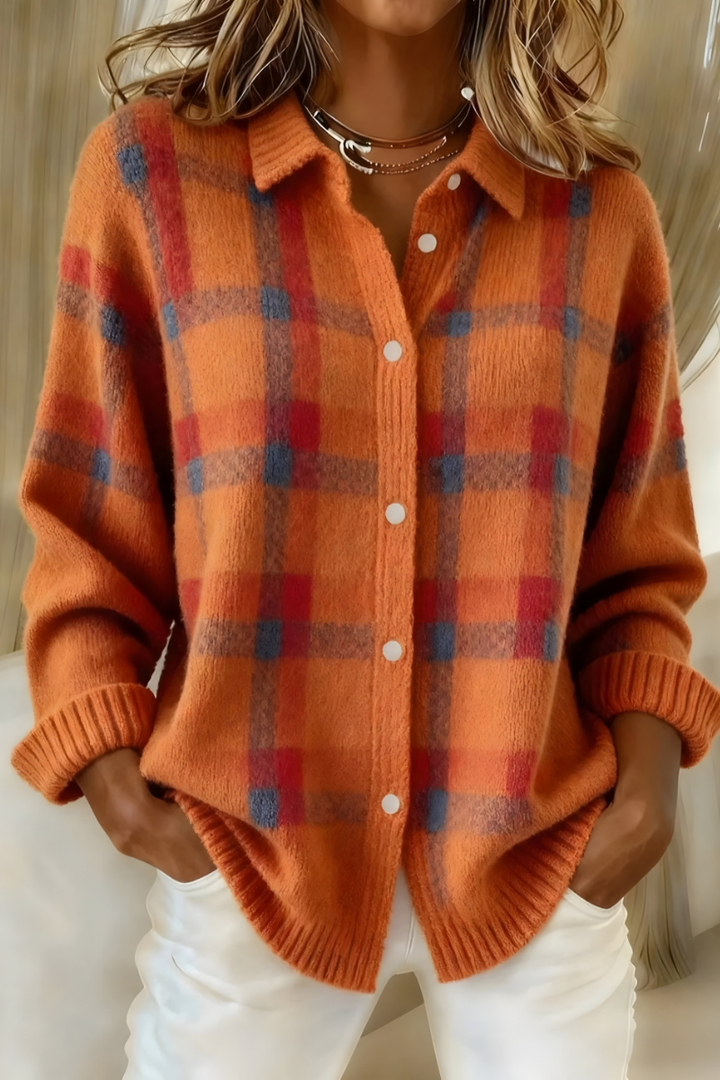 Anna™ | Soft Knit Checked Cardigan
