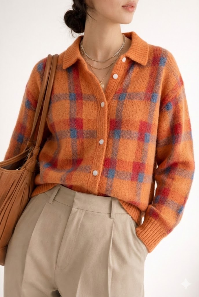 Anna™ | Soft Knit Checked Cardigan