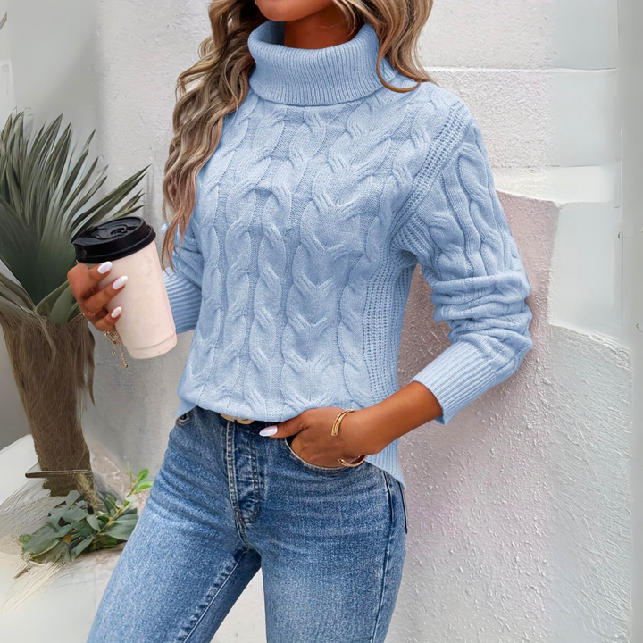 Giorgia – Cable Knit Roll Neck Jumper