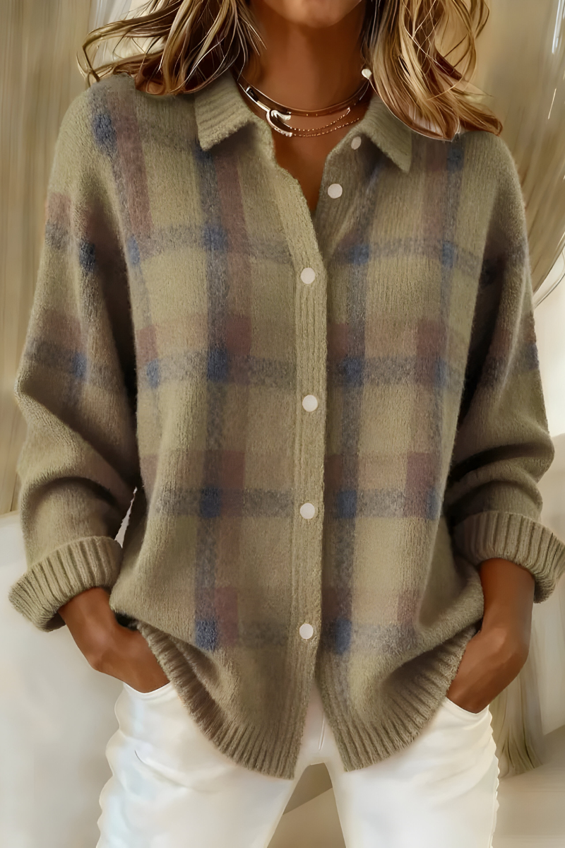 Anna™ | Soft Knit Checked Cardigan